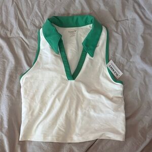 Old Navy Green and White Sleeveless Top